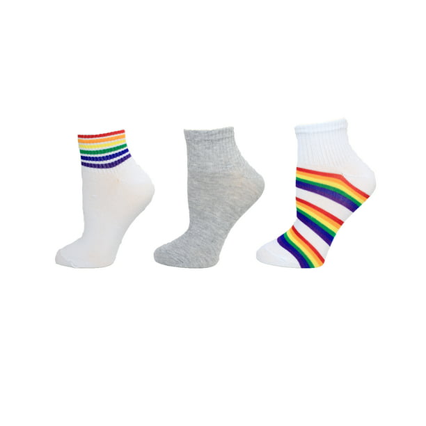 Steve Madden 6 pair low cut womens socks multicolored rainbow pattern LGBTQIA+